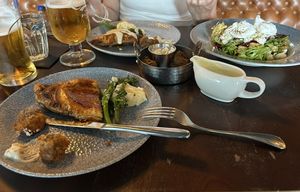 Vegetable pie, avocado salad and breadcrumbed mushrooms  at The Cloth Ear in Belfast
