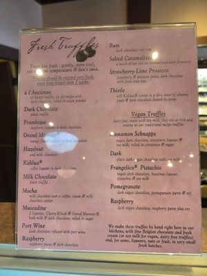 Truffle menu at Harbor Candy Shop in Ogunquit