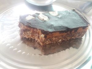 Vegan cake slice at Dosha in Koh Phangan