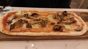 Vegan pizza with mushrooms, artichokes and aubergines at ASK Italian in Newcastle Upon Tyne
