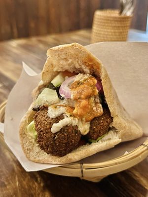Falafel in pita (120 THB)  at Queen Falafel in Pai