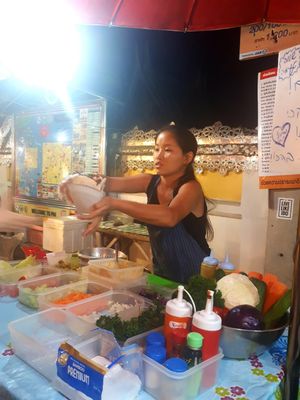 The women she sell on walking street at Queen Falafel in Pai