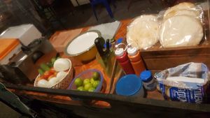 The food station at Queen Falafel in Pai