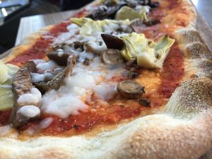 Vegan pizza with aubergine, mushrooms & artichoke at ASK Italian in Durham