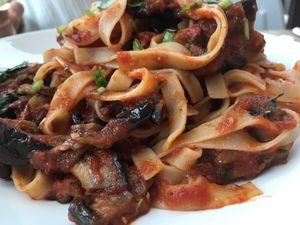 Vegan Fettucine con Melanzane at ASK Italian in Durham