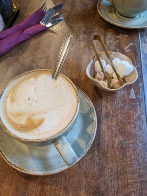 Oat latte at The Fuchsia Caffe in Tenby
