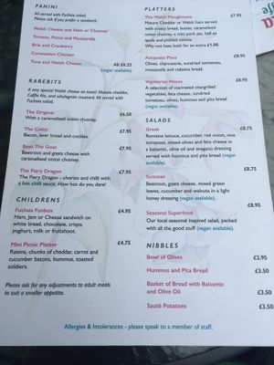 Menu 2 at The Fuchsia Caffe in Tenby