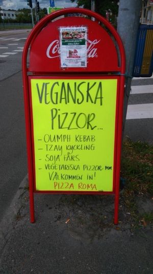 The vegan menu.  at Pizza Roma in Gothenburg