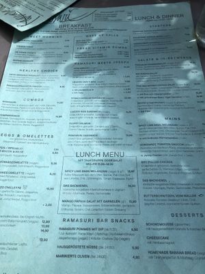 Menu   at Ramasuri in Vienna