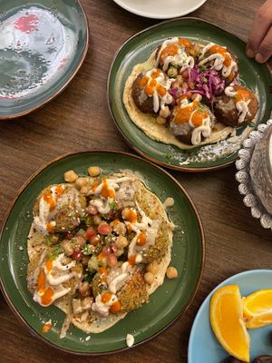 Falafels - RM15
homemade falafels on a bed of hummus, topped with tahini, harissa, garlic sauce & cucumber salsa
 at Sala - Hartamas in Kuala Lumpur