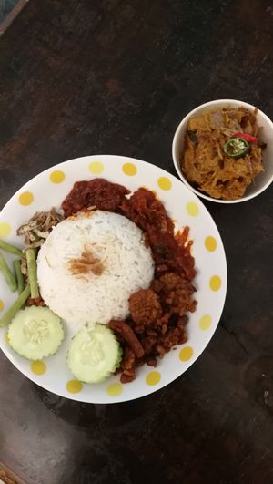 Nasi Lemak is served with a Padang style Jackfruit Rendang. Spicy :) at Sala - Hartamas in Kuala Lumpur