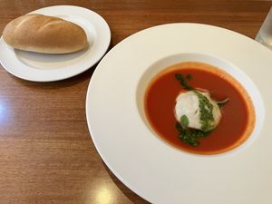 Chilled Minestrone at Disneyland - Eastside Cafe in Tokyo