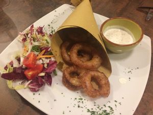 Onion rings at Madre Terra in Rome