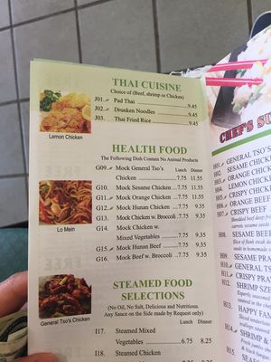 vegan options in menu at Oriental Express in Centreville