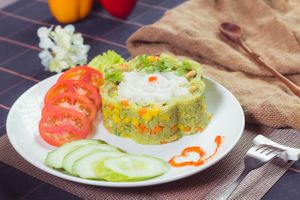 Green fileld fried rice at Spring Lotus - Duong Sinh Chay in Hanoi