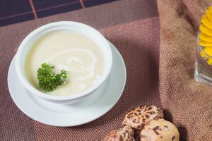 Cream soup with walnut at Spring Lotus - Duong Sinh Chay in Hanoi