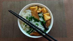 Pho (Mushroom, Tofu and Noodles) at Spring Lotus - Duong Sinh Chay in Hanoi