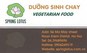business card at Spring Lotus - Duong Sinh Chay in Hanoi