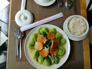 veggies and rice.ordered this everyday it was so delicious.beautiful presentation too  at Spring Lotus - Duong Sinh Chay in Hanoi