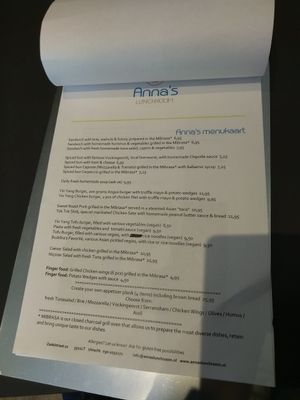 Menu 2 at Anna's Lunchroom in Utrecht