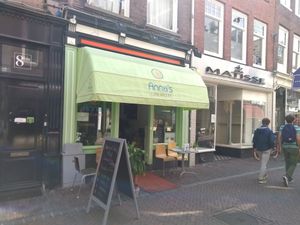 outside at Anna's Lunchroom in Utrecht