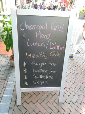 outside chalkboard at Anna's Lunchroom in Utrecht