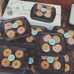 cupcakes topped with mini donut  at Aziz Fruitstand  in Leamington