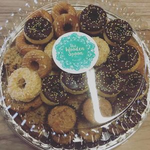 Vegan assorted donut platter at Aziz Fruitstand  in Leamington