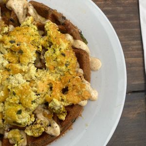 Mushroom Melt Waffle  at Off The Griddle - Southeast in Portland
