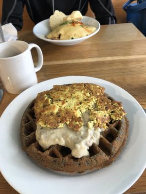 The next time we went, I got the Feast Waffle (closest) and my partner got the Full Mess. So good!!!  at Off The Griddle - Southeast in Portland