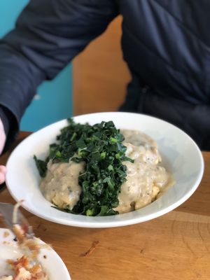 Biscuits and gravy, kale could use some seasoning   at Off The Griddle - Southeast in Portland