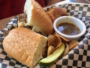 French Dip au jus at Off The Griddle - Southeast in Portland