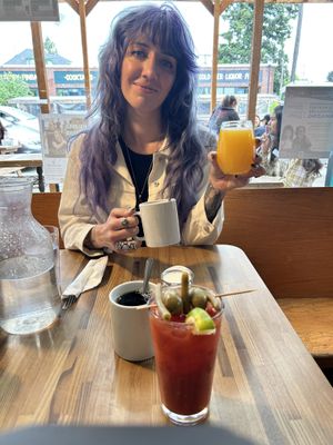 Bloody Mary mimosa coffee water how many drinks is too much at brunch?  at Off The Griddle - Southeast in Portland