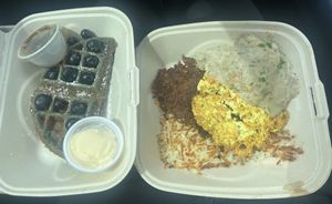 Kids waffle with blueberries and the Blue Plate   at Off The Griddle - Southeast in Portland