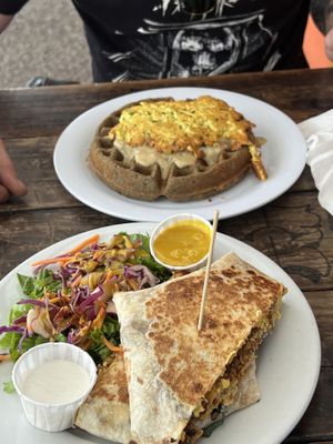 crunch wrap with side salad + hunny mustard. Stuffed waffle.   at Off The Griddle - Southeast in Portland