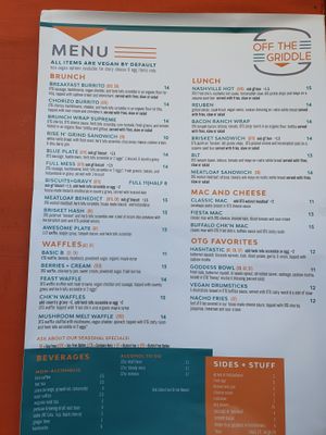 menu at Off The Griddle - Southeast in Portland