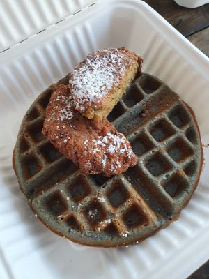 vegan  chicken and waffles at Off The Griddle - Southeast in Portland