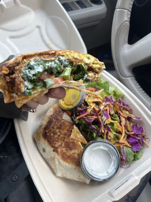  Brunch wrap supreme. & I freaking LOVE their hunny mustard.   at Off The Griddle - Southeast in Portland