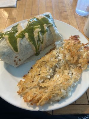 Brek burrito with hash  at Off The Griddle - Southeast in Portland