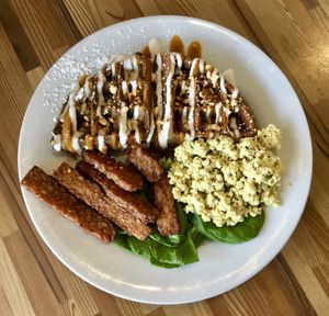 Pumpkin cheesecake waffles at Off The Griddle - Southeast in Portland