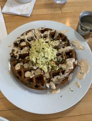 Savory waffle at Off The Griddle - Southeast in Portland