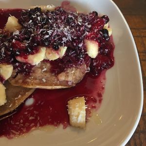  Vegan Pancake stack at The Core in Swindon