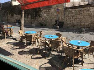 Outside at Cafe Bastet in Jerusalem