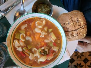 Minestrone soup at Cafe Bastet in Jerusalem