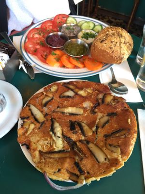 Vegan omelette  at Cafe Bastet in Jerusalem