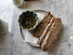 Bread and olive oil at The Green in Nuremberg