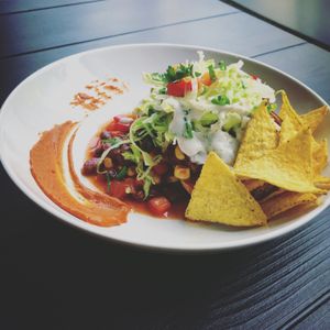 Baked Sweet Potato. Beans. Corn. Tomato. Salad. Soy-Yoghurt. Tortillachips. at The Green in Nuremberg