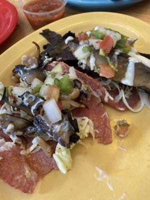 Mushroom mezcal tacos  at Jajaja Mexicana - Lower East Side in New York City