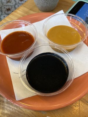 Hot sauces  at Jajaja Mexicana - Lower East Side in New York City