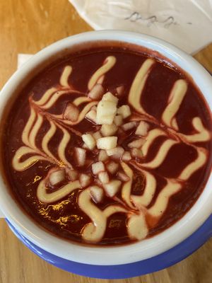 Beet soup, so good! Was surprised. Loved the bits of apple in it.   at Jajaja Mexicana - Lower East Side in New York City